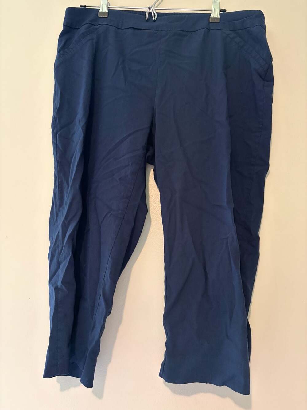 Briggs Navy Blue Lightweight Cropped Pull-On Casual Pants